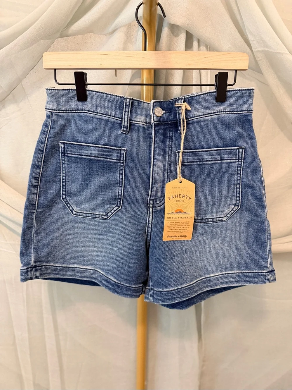 Faherty High-Rise Denim Shorts
